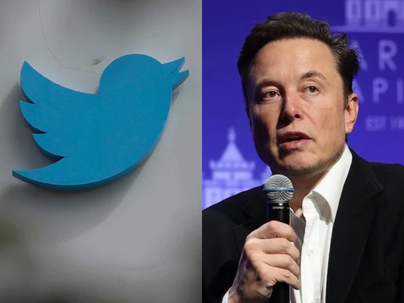 Twitter 徽标和 Elon Musk 的合成图像